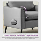 Faux Leather Accent Chair, Office Armchairs with Metal Legs (Grey, 1)