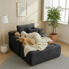 50" Oversized Chaise Lounge Chair Indoor, Plush Faux Fur Cloud Sofa Couch with Pillows, No Assembly Deep Seat Reading Chair Bed, Cozy Floor Couch for Living Room or Bedroom