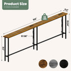 GRLEAF 102" Sofa Table with Built-in Power Strip (4 AC Outlets & 4 USB Ports) – 4.9ft Power Cord, Metal Frame, Easy Assembly, Long Couch Table Behind Sofa, Living Room and Home Office | Rustic Brown