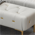 Modern Upholstered Tufted Bench with Padded Seat, Footrest Foot Stool with Sturdy Metal Leg, Leather for Bedroom Living Room Entryway Entryway(Light Grey,100 * 40 * 43cm)