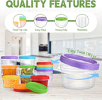8 oz Plastic Containers with Lids, 12 Pack Stackable Small Freezer Container, Reusable Clear Food Storage Meal Prep Containers for Snack Fruit, Microwave & Dishwasher Safe, with Pen & Brush