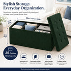 ALASDO 43 Inch Folding Storage Ottoman Bench with Hidden Storage, Velvet Storage Ottoman Foot Rest Stool, End of Bed Bench for Bedroom, Living Room, Entryway and Closet, Dark Green