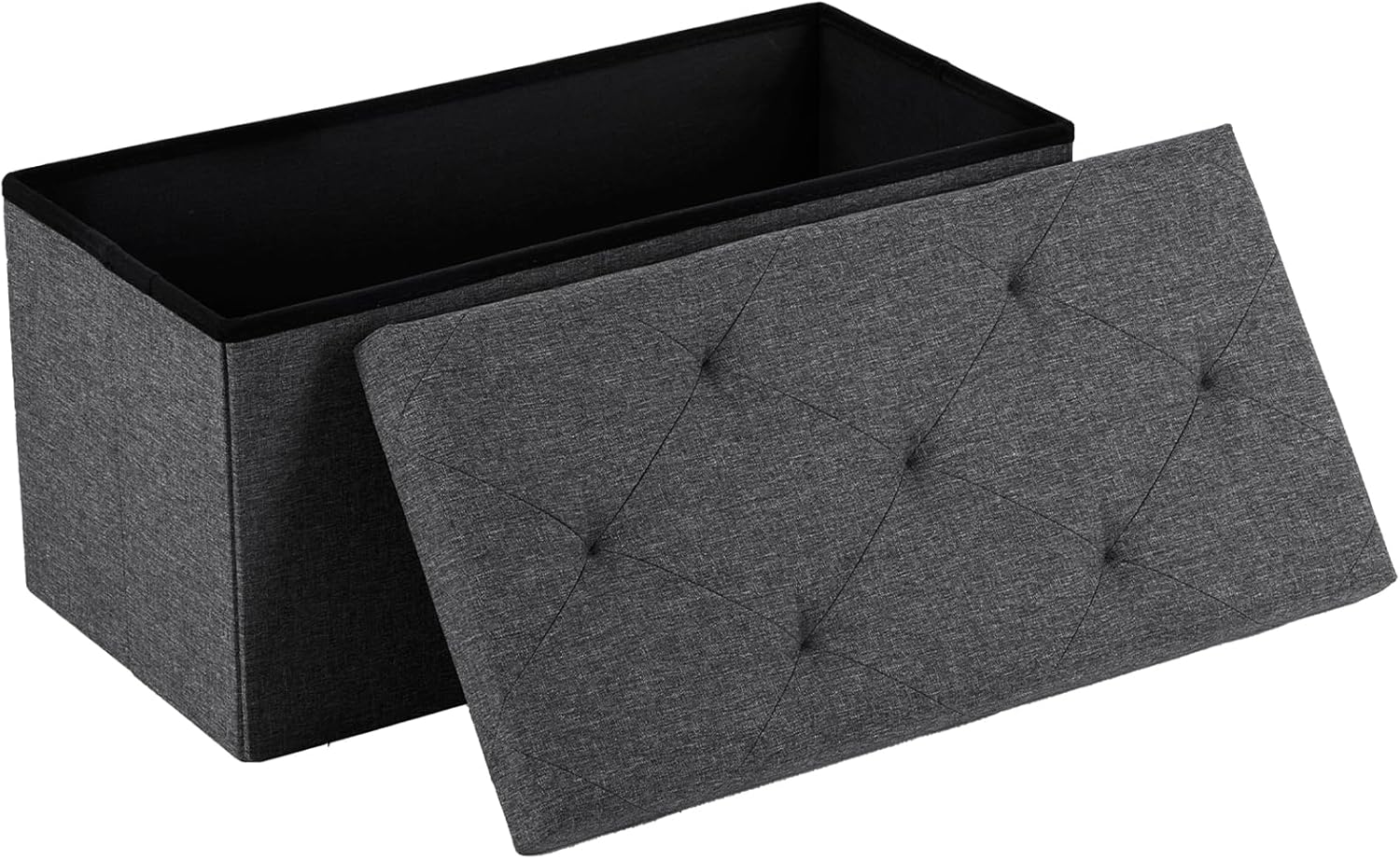 DUMOS 30in Storage Ottoman Bench, Storage Chest | End of Bed Foot Rest Stool with Padded Seat, Bedroom Bench for Living Room, Bedroom, Support 660lbs, Grey