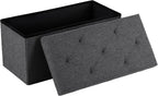 DUMOS 30 Inch Folding Storage Ottoman Bench, Large Hidden Storage Chest withThicker Foam Padded Seat, End of Bed Foot Rest Stool for Bedroom Living Room Entryway, Load 660 lbs, Grey