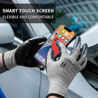 MANUSAGE Safety Work Gloves Nitrile For Men and Women, with Touchscreen Fingers, Men's Work Gloves with Grip, Mechanics Gloves (Size-XL, Grey, 3 Pairs)