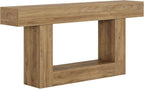 Tribesigns 63" Console Table, Farmhouse 2-Tier Entryway Table with U-Shaped Base, Narrow Long Wood Sofa Table Behind Couch Table for Living Room, Hallway, Foyer, Light Brown