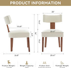 Mid-Century Modern Dining Chairs Set of 4, Upholstered Linen Fabric Kitchen Chairs with Curved Backrest, Farmhouse Dining Room Chairs with Solid Wood Legs, Easy Assembly, Beige
