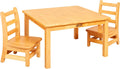 ECR4Kids 30in x 30in Square Hardwood Table with 16in Legs and Two 8in Chairs, Kids Furniture, Honey, 3-Piece | Durable rubberwood, GREENGUARD Gold Certified, ANSI/BIFMA Compliant, 2-3 years, 74 lb seat capacity, classroom & home use