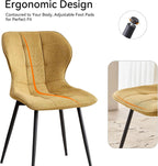 Modern Upholstered Dining Chairs Set of 4, Yellow(Only Chairs) | Armless Curved Backrest Dining Room Chair Water Resistant Fabric Kitchen Chairs with Adjustable Foot Pads for Living Room