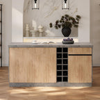homary 72" Large Gray Kitchen Island with Storage & LED Lights, Wood Freestanding Island with Wine Rack, Drawers, Cabinet & Shelves, Modern for Kitchen & Dining Room