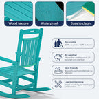 Plawdlik Oversized HDPE Outdoor Rocking Chair Set of 2, All-Weather, Aruba | Heavy Duty Patio Rockers with High Back, Extra Large & Extra Wide, Supports up to 380lbs, Perfect for Porch, Lawn, Garden