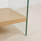Console Table 2-Tier Rectangle Entry Desk Wood Shelf Glass Leg 32-inch