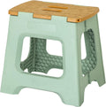 Vigar Compact Folding Step Stool - 12-1/2 Inch Foldable Step Stool for Adults, Lightweight Portable Stool with Handle, Non Slip Step Stool, Space-Saving Stool up to 330 lb- Green, Bamboo Print Top