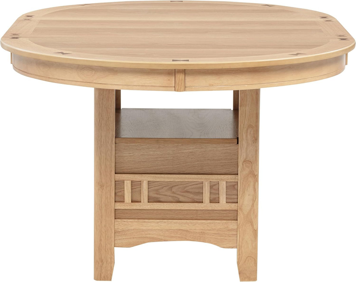 Coaster Home Furnishings - LAVON - Wood - Oval Extendable Dining Table with 18-Inch Extension Leaf, Storage Shelf & Closed Storage - Kitchen & Dining Room - 60-Inch - Light Oak - 106620