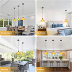 Kitchen Island Pendant Lights, Farmhouse Vintage Pendant Lighting 11.02" Small Nordic Amber Glass Hanging Pendant Lighting Fixtures Over Dining Room Table for Bedroom,Bar,Restaurant,E26
