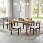 BESTANO Modern Armless Dining Chairs with Rope Woven Back Set of 2, White Upholstered Kitchen & Dining Room Chairs, Mid-Century Classic Farmhouse Wooden Side Chair