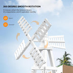Wooden Windmill, Weather-Proof Wind Spinner, Outdoor Wind Mill for Garden Lawn Patio Decoration (White, Medium)