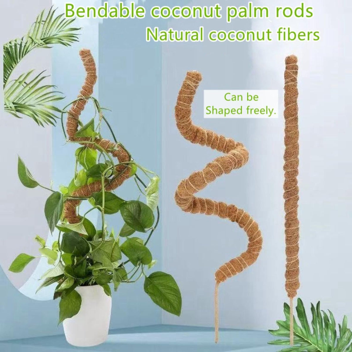 Moss Pole,63 Inch Monstera Plant Support, Upgraded 7mm Aluminum core Moss Poles for Climbing Indoor Plants DIY, Coco Coir Plant Pole Moss Plant Stick Support Stake Kit for Potted Plants Pothos