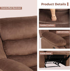 ANJ Manual Recliner Chair for Adults, Velvet Reclining Chair with Padded Arms and Overstuffed Backrest, Single Recliner Sofa for Living Room, Dark Brown