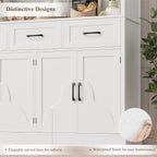 HITHOS 55“W Kitchen Pantry Cabinet, 76" Tall Hutch Storage Cabinet, White | Large Kitchen Pantry Storage Cabinet with Countertop, Modern Kitchen Hutch, Wood Coffee Bar with Drawers for Dining Room