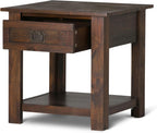 SIMPLIHOME Monroe Solid Acacia 22 inch Wide Square Rustic End Tables in Distressed Charcoal Brown for the Living Room and Bedroom (Set of 2)