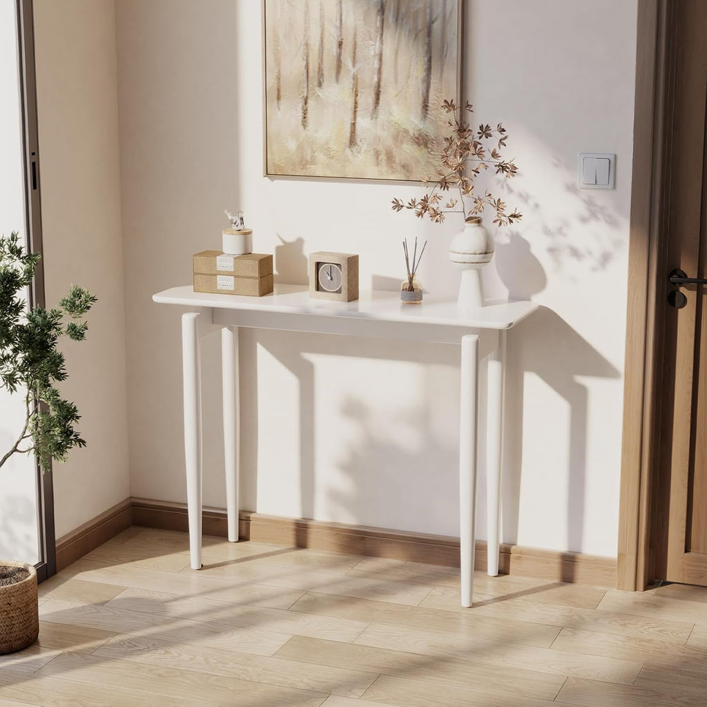 AQIMUELE Wood Console Table White Entryway Table, Thin Console Table, Sofa Tables for Living Room (39.4'')