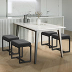 Vanity Stool, Vanity Chair Stools for Makeup Room, Square Linen Makeup Stool for Vanity, Modern Padded Vanity Bench Small Ottoman Foot Rest Stool for Bedroom Living Room, Dark Grey & Black