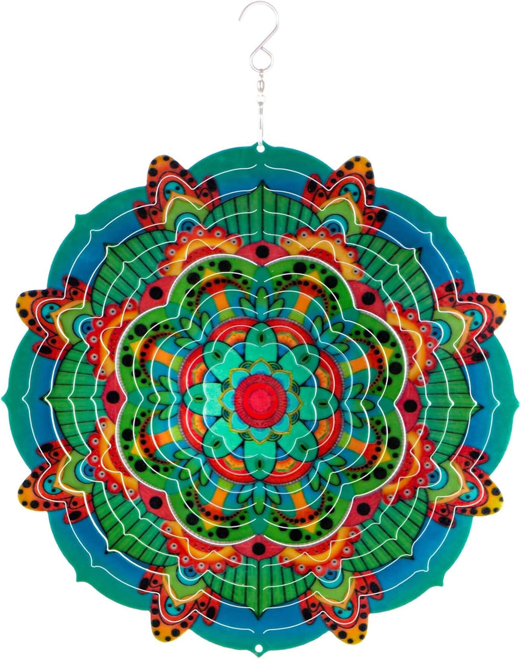 Mandala Wind Spinner - 12 Inches Hanging Garden Spinner for Outdoor Home Decor | Vintage Lotus Mandala Wind Chimes for Porch Decoration