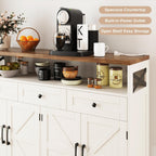 51" Farmhouse Buffet Sideboard Cabinet with Storage, White Kitchen Storage Pantry Cabinet with Drawers, Wood Cupboard Hutch, Coffee Bar Station Table for Kitchen, Living Room, Dining Room