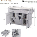 51" Rolling Kitchen Island with Tilt-Out Trash Cabinet & Drop Leaf | Tilt-Out Trash Cabinet, Drop Leaf Extension, Rolling Design, Kitchen Storage, 51 Inch Width