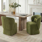 KISLOT Upholstered Dining Chairs with Wheels, Easy Assembly Stain Resistant Fabric Modern Barrel Armchair with Lumbar Cushion, Dining Room Chairs for Kitchen Living Room Bedroom, Green, Set of 4