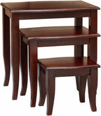 Nesting Side Tables 3 pcs Brown Solid Mahogany Wood | Space Saving Design, Easy Clean Surface, No Assembly Needed, for Living Room or Bedroom