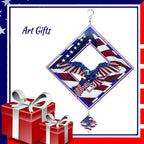 Eagle Wind Spinners for Yard and Garden,Wind Spinner Hanging,3D Metal Wind Catchers,12in American Flag Kinetic Spinner,Fourth of July Independence Day Party Decorations for Indoor Outdoor(Rhombus)