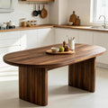 IDEALHOUSE 70.8" Oval Dining Table for 4-8, Wood Kitchen Table with Double Pedestal Base, Spacious Dining Room Table for Kitchen, Living Room, Reception Area, Natural Finish, Brown