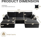 108" U-Shape Modular Sectional Cloud Couch with Ottoman, Deep Seat Couch with Oversized Chaise Lounge, Comfy Flannel Fabric Sofa for Living Room Bedroom Apartment Game Room Basement