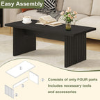 BON AUGURE Black Coffee Table, 43 Inch Modern Coffee Tables for Living Room, Wooden Center Table, Living Room Tables for Home, Office (Black Oak)