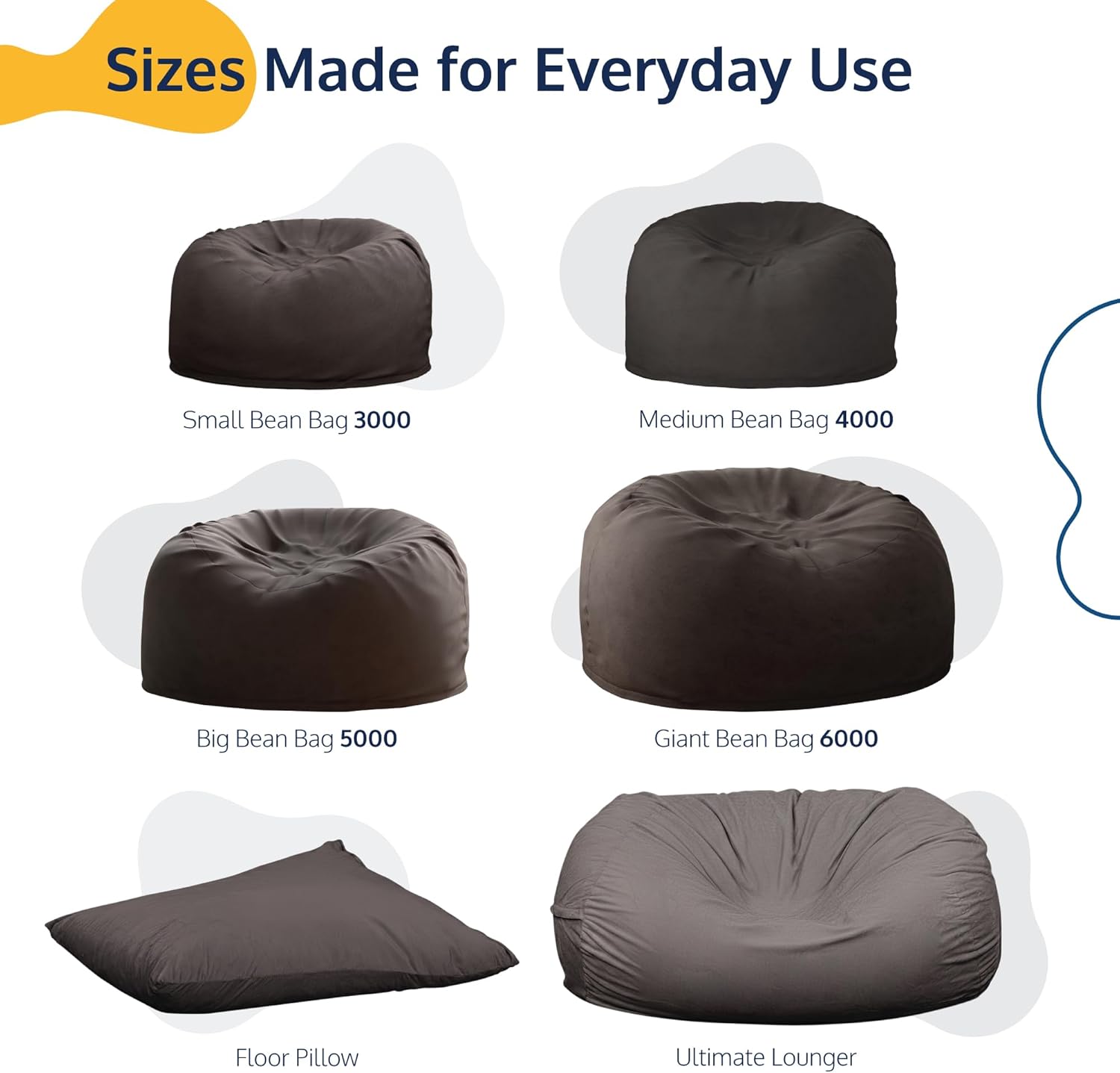 ULTIMATE SACK | 5 Ft Bean Bag Chair Replacement Cover Only | Black Fur | Removable Washable Cover only