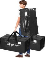 4 Pcs 24 Gallon Large Moving Bags with Zipper and Handles Foldable Storage Duffle Bags Heavy Duty Extra Large Totes for College Dorm Travel Clothes Blankets Bedding Moving (Black)