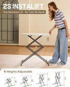 FanttikOutdoor Folding Table Round 32" Quick Adjust 4 Heights Party, Patio | One-Handed Adjustable Tall Bistro Foldable Bar Height Table, Cocktail, Backyard, Dining, Wedding, White Zeta O3 Pro