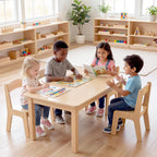 Toddler Table and Chair Set, Anti-Slip Legs & Rounded Corners, Sturdy Wooden Kids Table and Chairs for Eating, Learning and Playtime【44.3inch L*21.65 inch W】(1 Table and 4 Chairs)