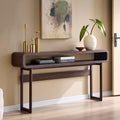 IFGET 63-Inch Long Console Table, Modern Curved Entryway Table, Dark Walnut | 31.5" Tall Entryway Table with Open Storage Shelf, Narrow Wood Sofa Table Behind Couch Table for Living Room, Hallway,Foyer