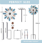 WONDER GARDEN Wind Spinners Outdoor - Metal Wind Spinner Windmill, 4.3 Ft Kinetic Wind Sculpture & Spinners for Yard Patio Lawn Decor