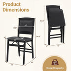 GOFLAME Folding Dining Chairs Set of 2, Faux Leather Upholstered Kitchen Chairs with Padded Seat and Backrest, Solid Wood Foldable Chairs for Living Room, Dining Room, Restaurant, Black