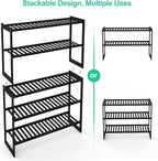 Shoe Rack Bamboo 5 Tier Shoe Organizer, Storage 20-25 Pairs for Closet Entryway, Stackable Large Tall Shoe Shelf Holder Stand Cubby for Door Hallway Bedroom Garage