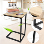 Cabilock C Shaped End Table, Side Table for Couch with Storage, Space-Saving Couch Desk for Living Room, Bedroom, Home Office, Small Spaces, Brown, Carbon Steel and Wood