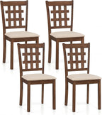 Giantex Wooden Dining Chairs Set of 4, Linen Fabric Upholstered Kitchen Chairs w/Rubber Wood Frame, Padded Seat, High Curved Back, Farmhouse Armless Side Chairs, Living Dining Room Restaurant