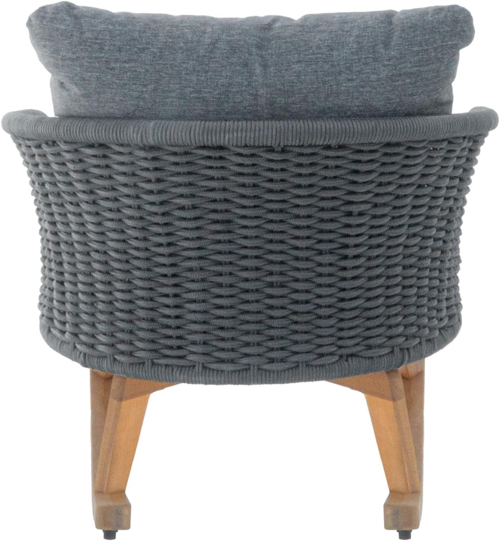 Set of 2 Gray Wicker Rocking Chairs: Contemporary Minimalist Design with Polyester Cushions & Wooden Frame - Indoor & Outdoor Use for Patio Balcony or Living Room