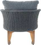 Set of 2 Gray Wicker Rocking Chairs: Contemporary Minimalist Design with Polyester Cushions & Wooden Frame - Indoor & Outdoor Use for Patio Balcony or Living Room
