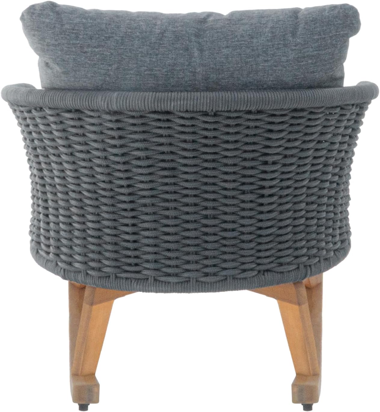 Set of 2 Gray Wicker Rocking Chairs: Contemporary Minimalist Design with Polyester Cushions & Wooden Frame - Indoor & Outdoor Use for Patio Balcony or Living Room