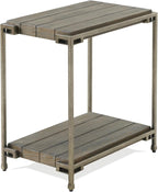 Polay Coffee Table Set with 2 Chairside Tables Metal Frame Wood | Modern coffee table set with aged graphite finish, hardwood and oak veneer construction, removable casters for mobility,